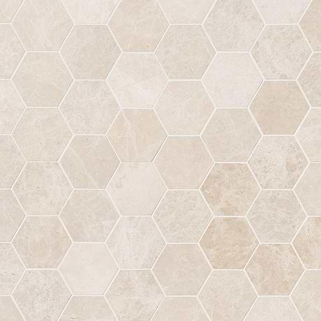 Cream Misto Beige 3" Hexagon Honed Marble Mosaic Tile