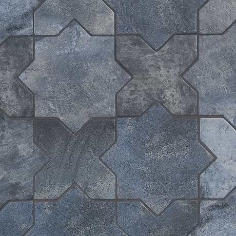 Parma The Denim Blue Matte Star and Denim Blue Matte Cross 6" Terracotta Look Porcelain Tile