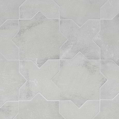 Parma Dove Gray Matte Star and Dove Gray Matte Cross 6" Terracotta Look Porcelain Tile