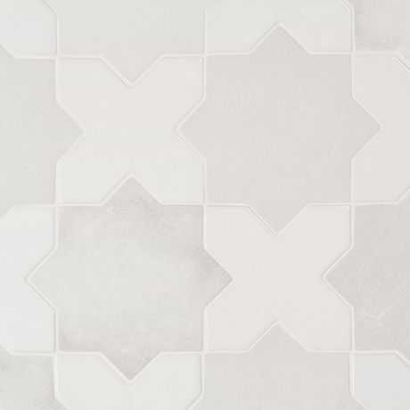 Parma White Matte Star and White Polished Cross 6" Terracotta Look Porcelain Tile