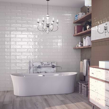 Santa Monica White 4x12 Polished Ceramic Subway Tile