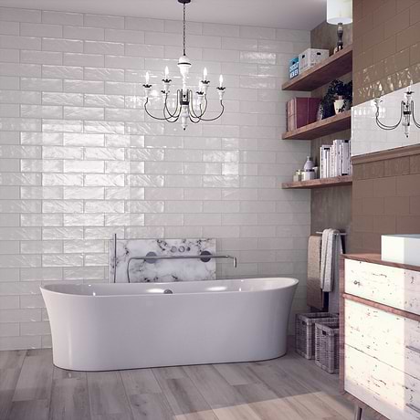 Santa Monica White 4x12 Polished Ceramic Subway Tile