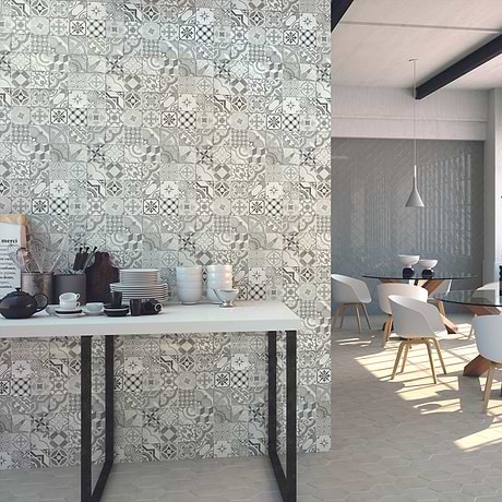 Santa Monica Cold Deco Gray 4X12 Polished Ceramic Tile