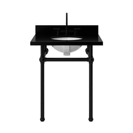 Pierce Matte Black 30" Single Console with Oval Sink and Black Granite Top