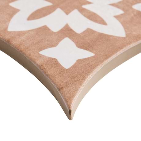 Raval Peach Terracotta 3x8 Petal and 6x6 Kite with Deco Natalia Terracotta Kite Matte Porcelain Tile
