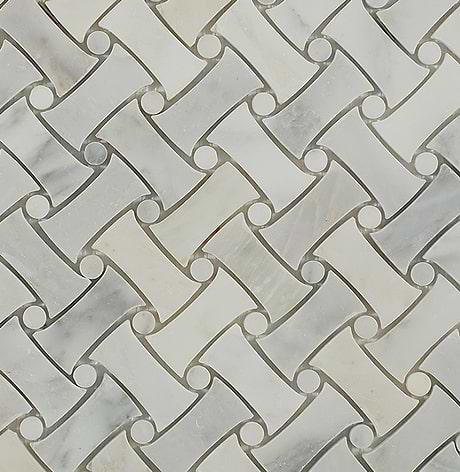Filigree White Asian Statuary 1x2 Polished Marble Mosaic
