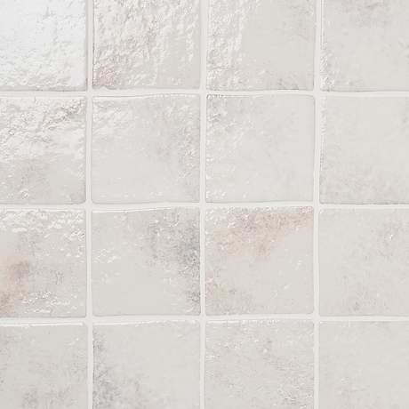 Greta Seashell White 5x5 Glossy Textured Porcelain Tile