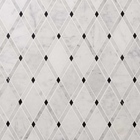Imperial Pavo Gray Diamond Textured Marble Mosaic