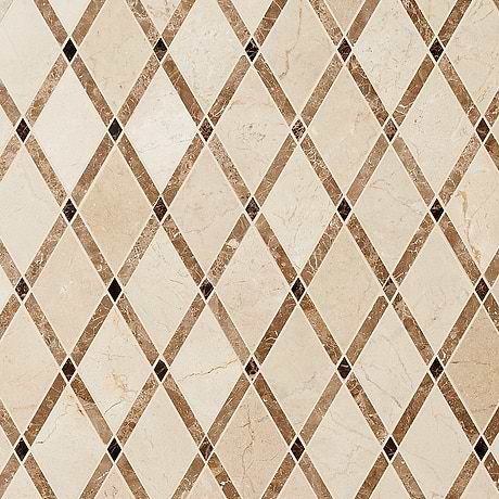 Imperial Woodland Beige Diamond Polished Marble Mosaic