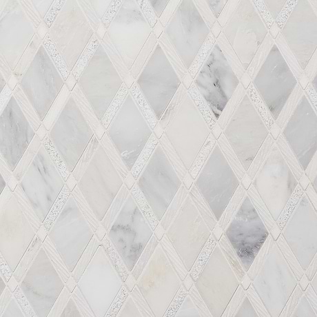 Imperial Asian Statuary Gray Diamond Polished Textured Marble Mosaic