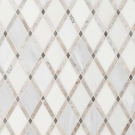 Imperial Cumulus Cloud White Diamond Polished Marble Mosaic