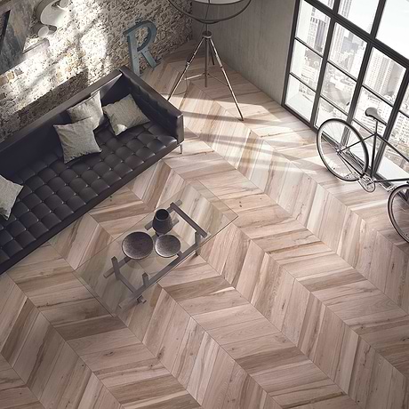 Soleras Avana Beige 8X32 Chevron Matte Porcelain Wood Look Tile