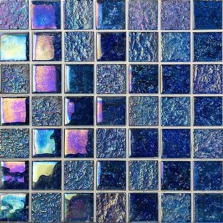 Laguna Iridescent Indigo Blue 2x2 Polished Glass Mosaic