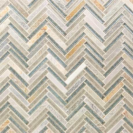 Emperial Roman Crystal Springs Beige 1x4 Herringbone Marble & Glass Mosaic