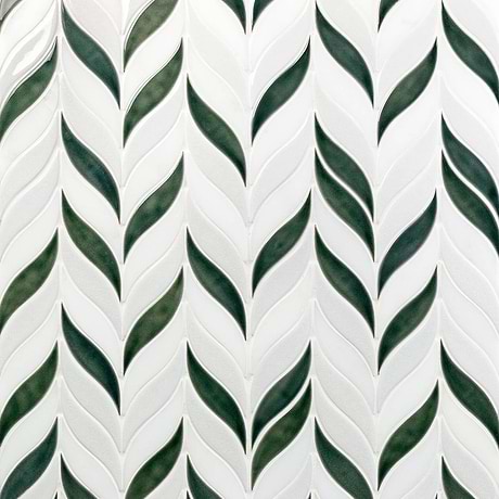 Nabi Sprig Deep Emerald Green Crackled Glass Mosaic