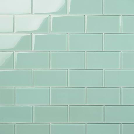 Loft Spa Green 3x6 Polished Glass Subway Tile for Wall