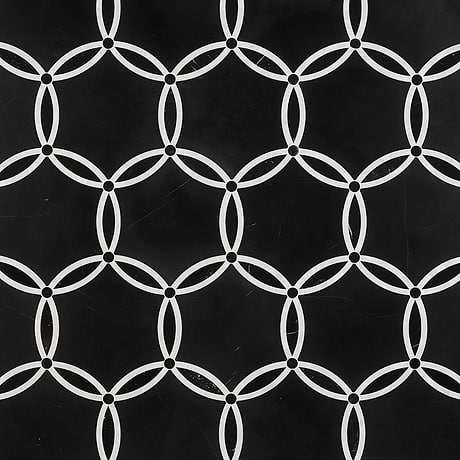 Celine Nero Black & White Polished Marble & Pearl Mosaic