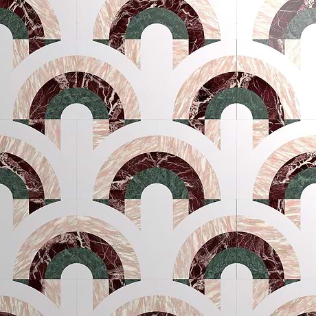 Arc Passion Multicolor 12X12 Polished Marble Mosaic By Elizabeth Sutton: Pattern 30