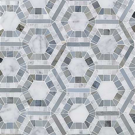Cosmos Gray Hexagon 4" Polished Marble Mosaic
