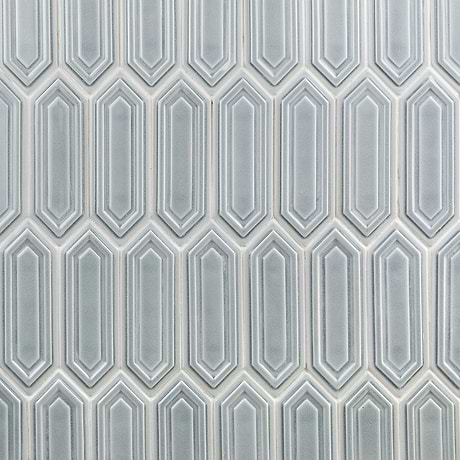 Nabi Picket Arctic Blue 3x9 Crackled Glossy Glass Mosaic Tile