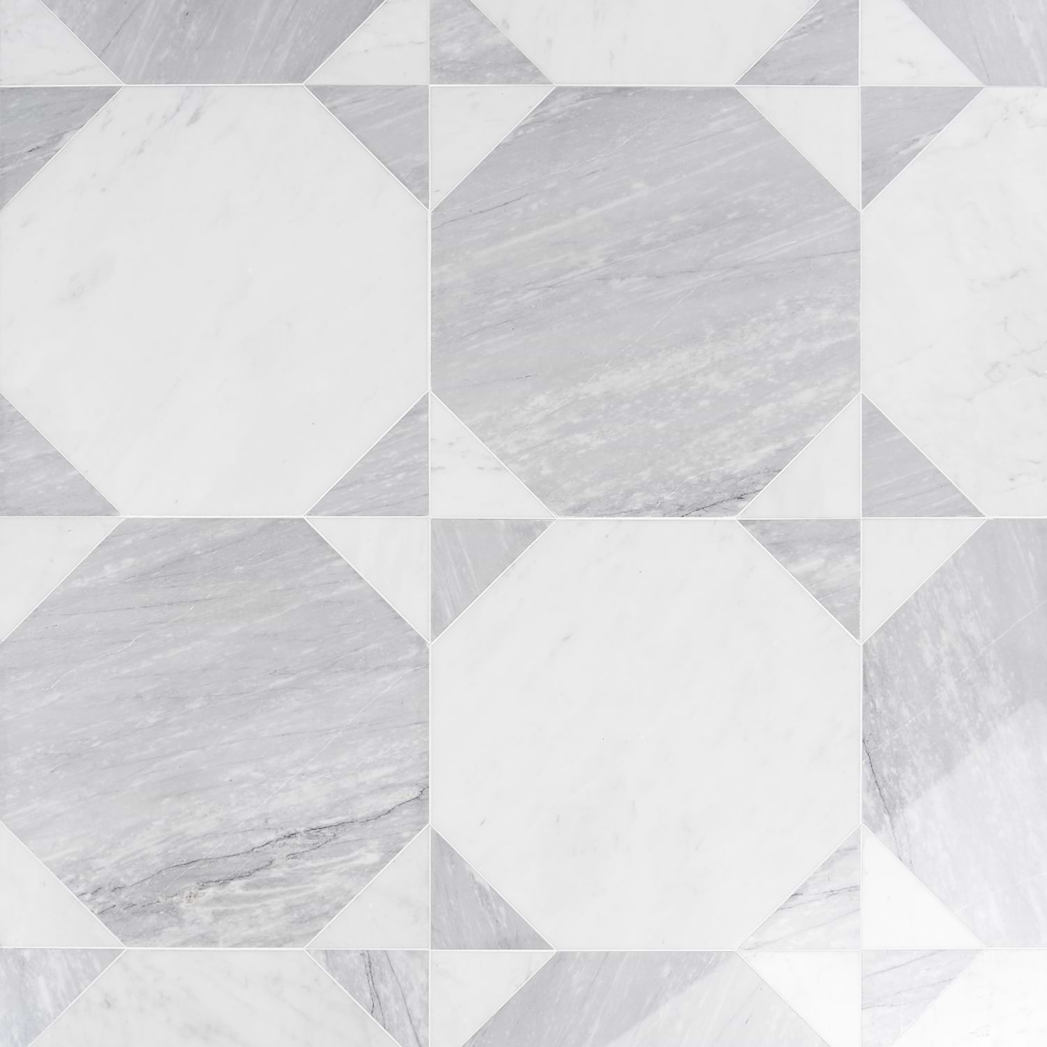 CADRE Giotto Carrara and Italian Gray 20x20 Polished Marble Mosaic