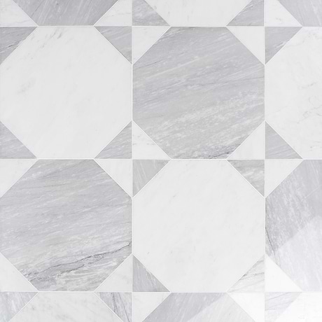 Cadre  Giotto Carrara and Italian Gray 20x20 Polished Marble Mosaic