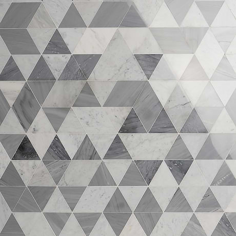 Prism Grana Gray Polished Marble Mosaic