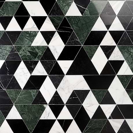 Prism Verdone Green Polished Marble Mosaic