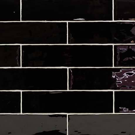 Lancaster Noir Black 3X12 Polished Ceramic Subway Tile