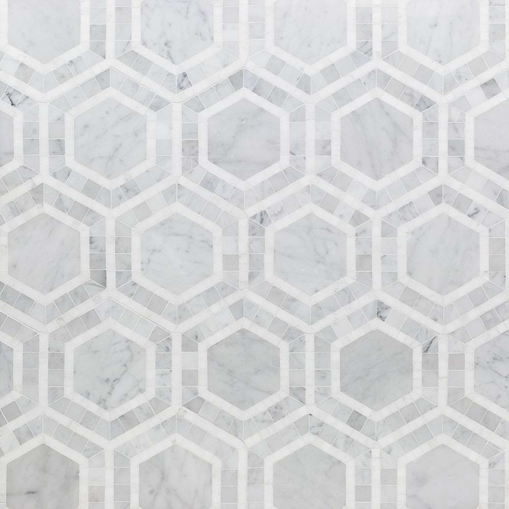 NOVA Lynx Gray 6" Hexagon Polished Marble Mosaic