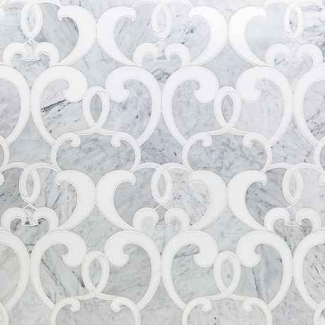 Buckingham Gray & White Polished Marble Mosaic
