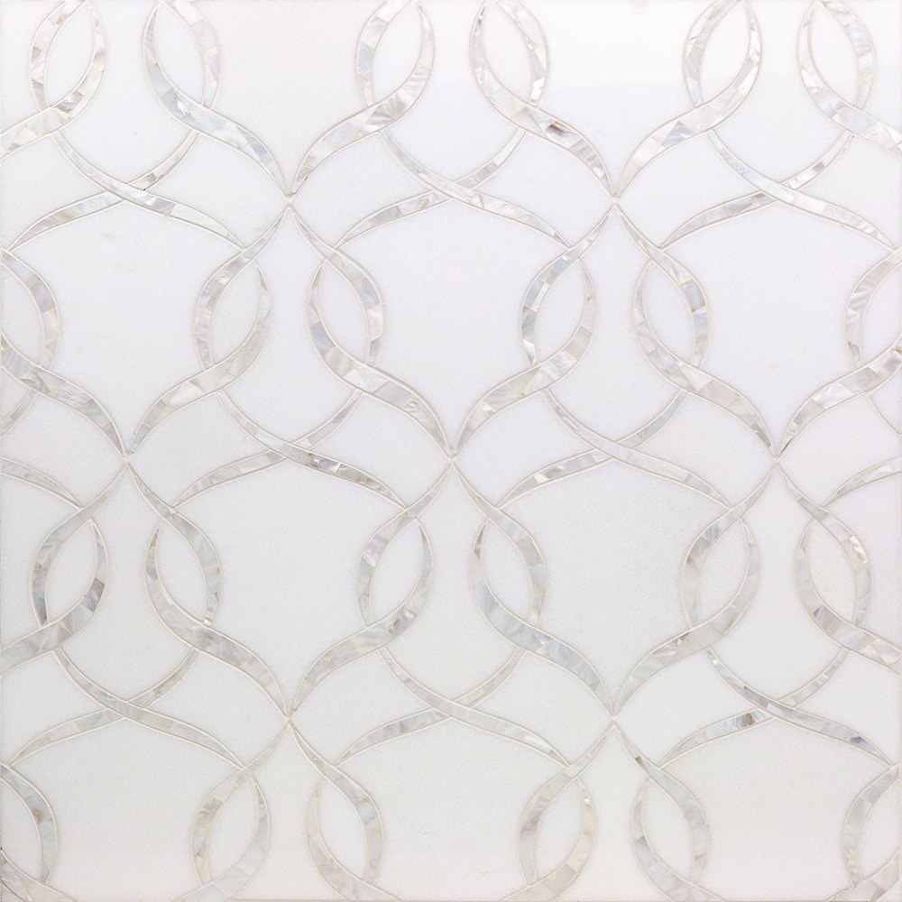 ARYA White Polished Marble & Pearl Mosaic