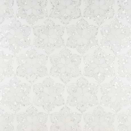Aurora White Polished Marble & Pearl Mosaic