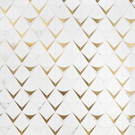 Regis Natural Bianco White & Gold Polished Marble & Glass Mosaic