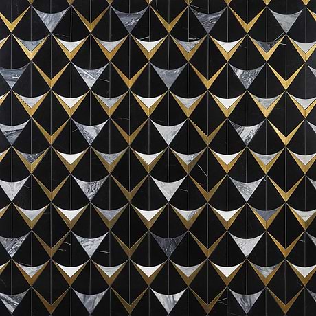 Regis Natural Nero Black & Gold Polished Marble & Glass Mosaic