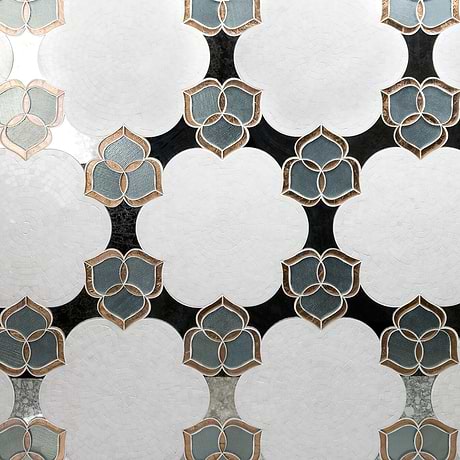 Camellia White Polished Marble & Mirror Mosaic