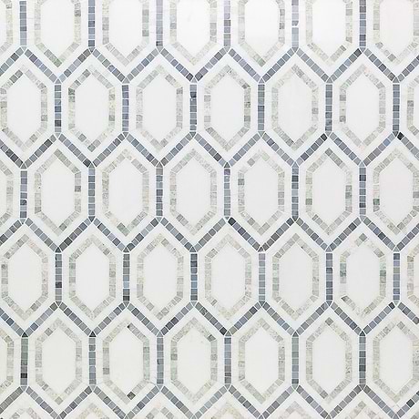Infinity Thassos & Ming Green Hexagon Polished Marble Mosaic