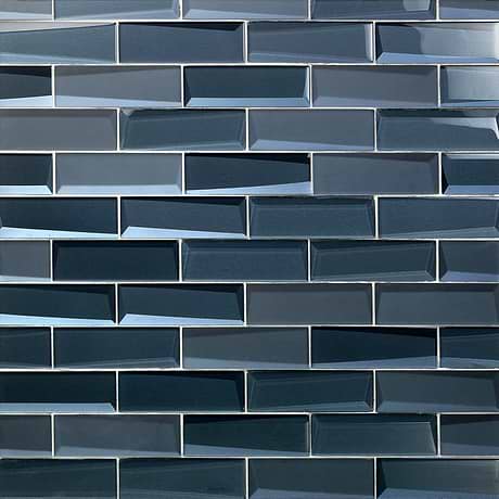 Remington Midnight Blue 2x6 Polished Glass Subway Tile
