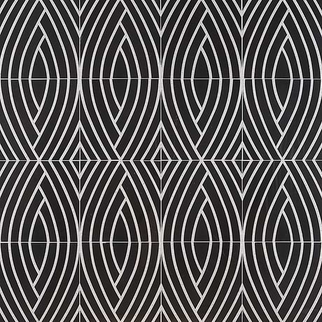 New Palm Beach Black Leaf Polished Marble Mosaic by Krista Watterworth