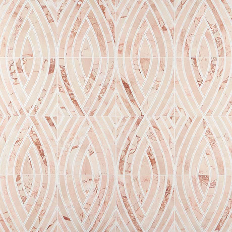 New Palm Beach Pink Leaf Polished Marble Mosaic by Krista Watterworth