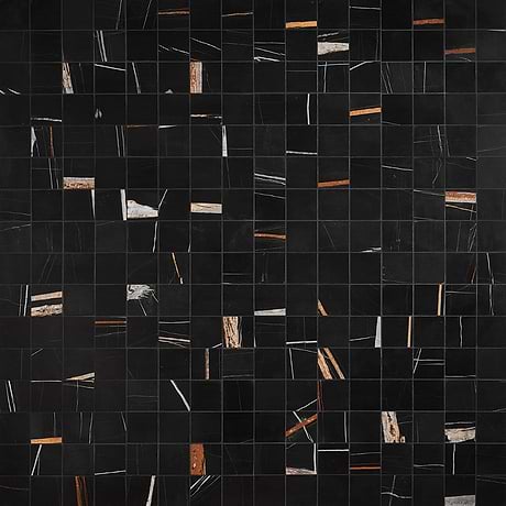 Nero Dorato Black & Gold 3x3 Honed Marble Mosaic
