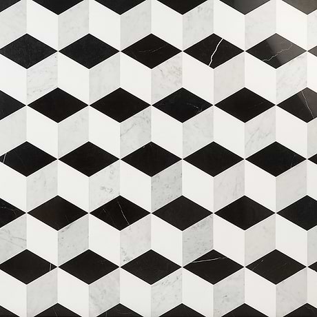 Havasar Classico Black & White 8x9 Polished Marble Mosaic