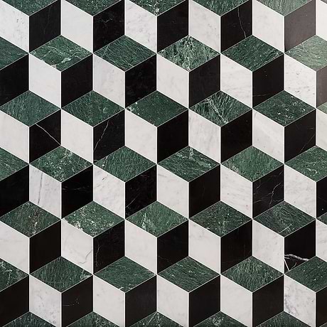 Havasar Verde Green 8x9 Polished Marble Mosaic