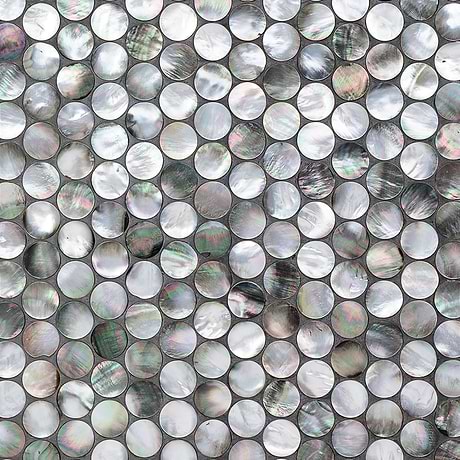 Deep Sea Black Pearl Penny Round Polished Mosaic