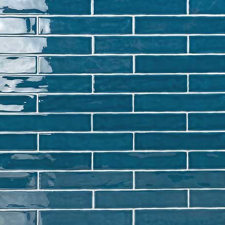 Seaport Atlantic Blue 2X10 Polished Ceramic Subway Tile