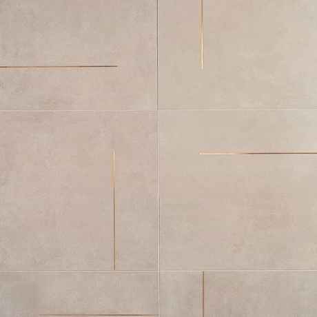 Lines Brass Inlay Greige 24X24 Matte Porcelain Tile