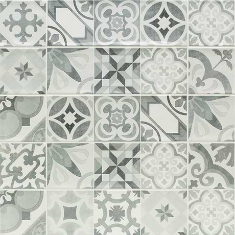 Santa Monica Cold Deco Gray 4X12 Polished Ceramic Tile