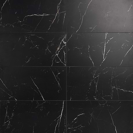 Marble Tech Port Laurent Black 12x24 Nero Marquina Look Matte Porcelain Tile