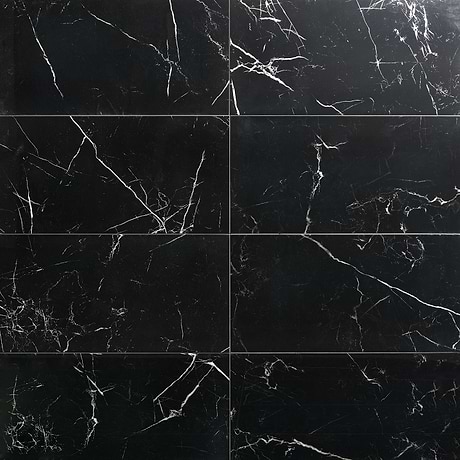 Marble Tech Port Laurent Black 12x24 Polished Porcelain Tile