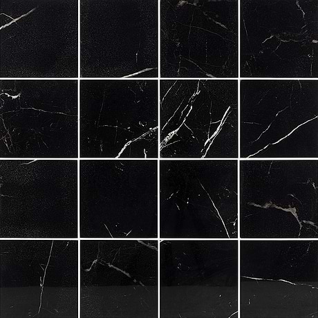 Marble Tech Port Laurent Black 6x6 Polished Porcelain Tile